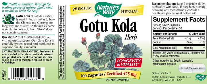 Nature's Way Gotu Kola Herb, 100 Count