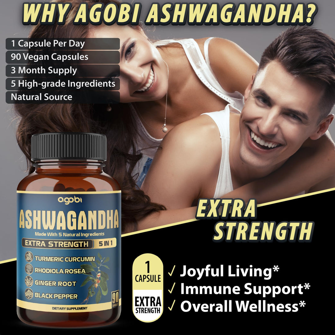 agobi Ashwagandha Extract Capsules, 5200 mg, 90 Count