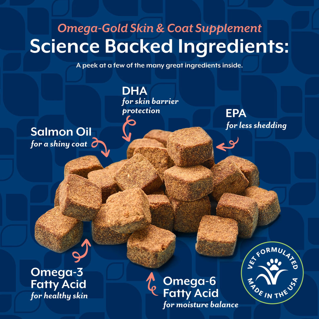 NaturVet Omega-Gold Plus Salmon Oil Skin Supplement for Pets, 180 Count