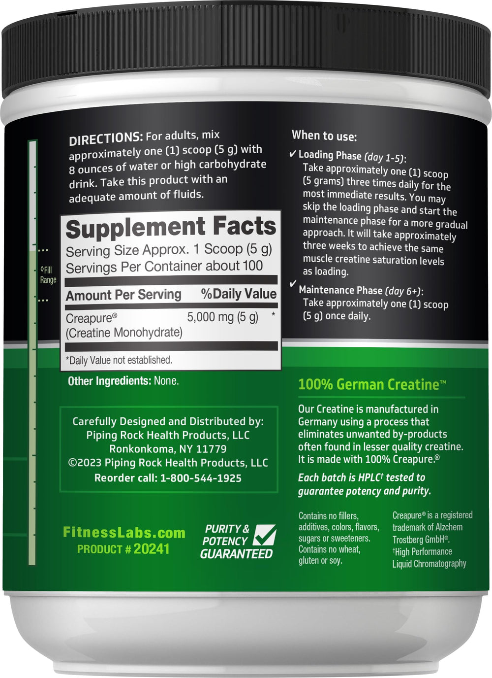 Fitness Labs German Creatine Monohydrate Powder, Unflavored, 500 g