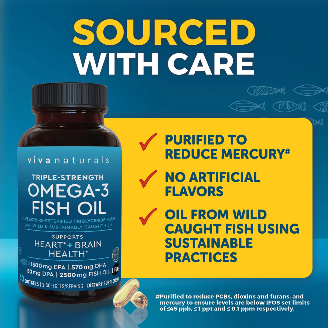 Viva Naturals Omega 3 Fish Oil, 2500 mg, 60 Count