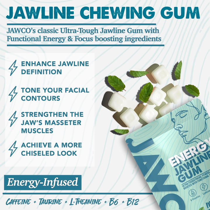 JAWCO Chewing Gum, Energy Mint, 30mg Caffeine, 1 Count