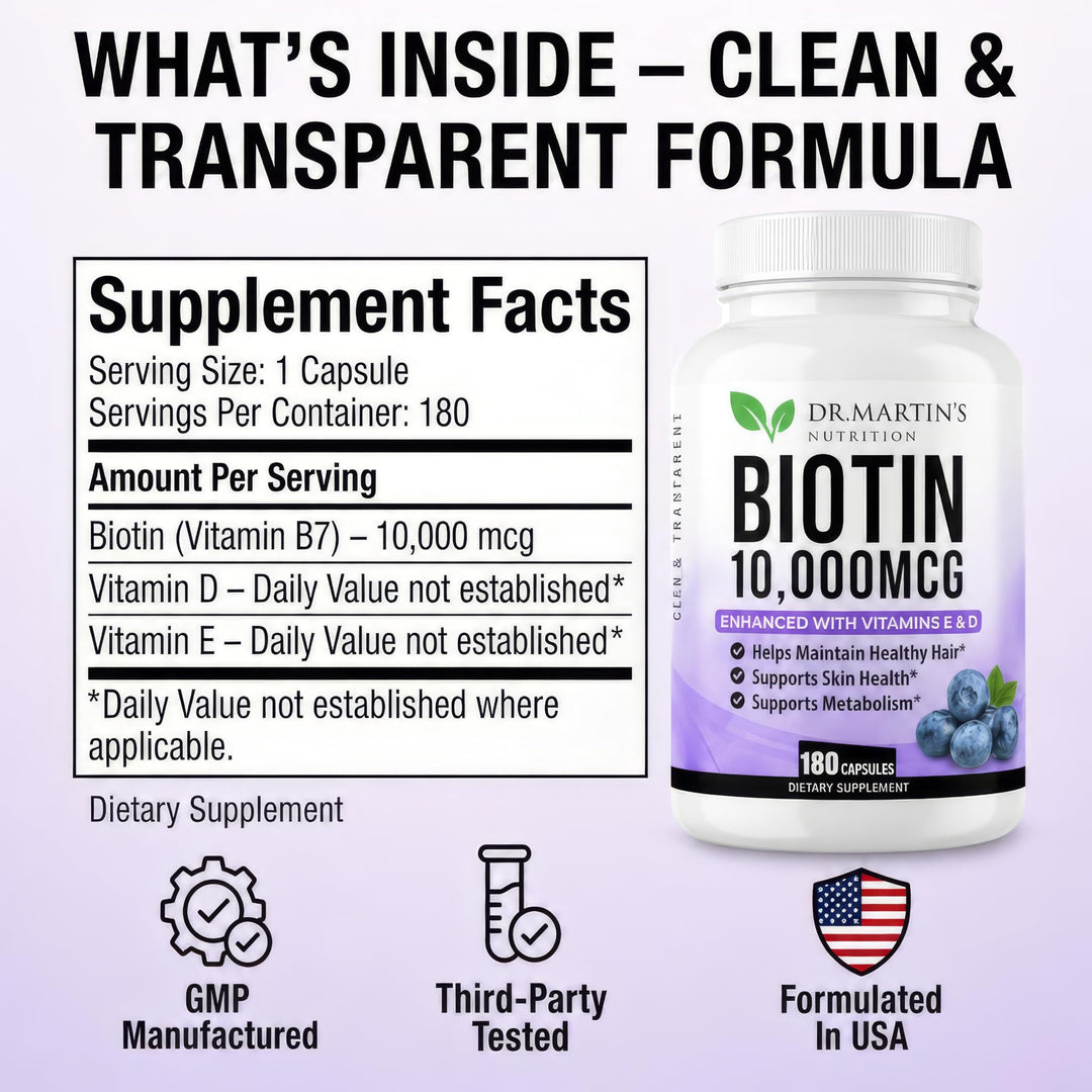 DR. MARTIN'S NUTRITION Biotin, 10000 mcg, 180 Count