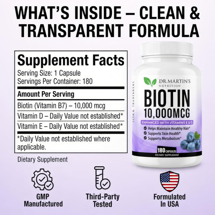 DR. MARTIN'S NUTRITION Biotin, 10000 mcg, 180 Count