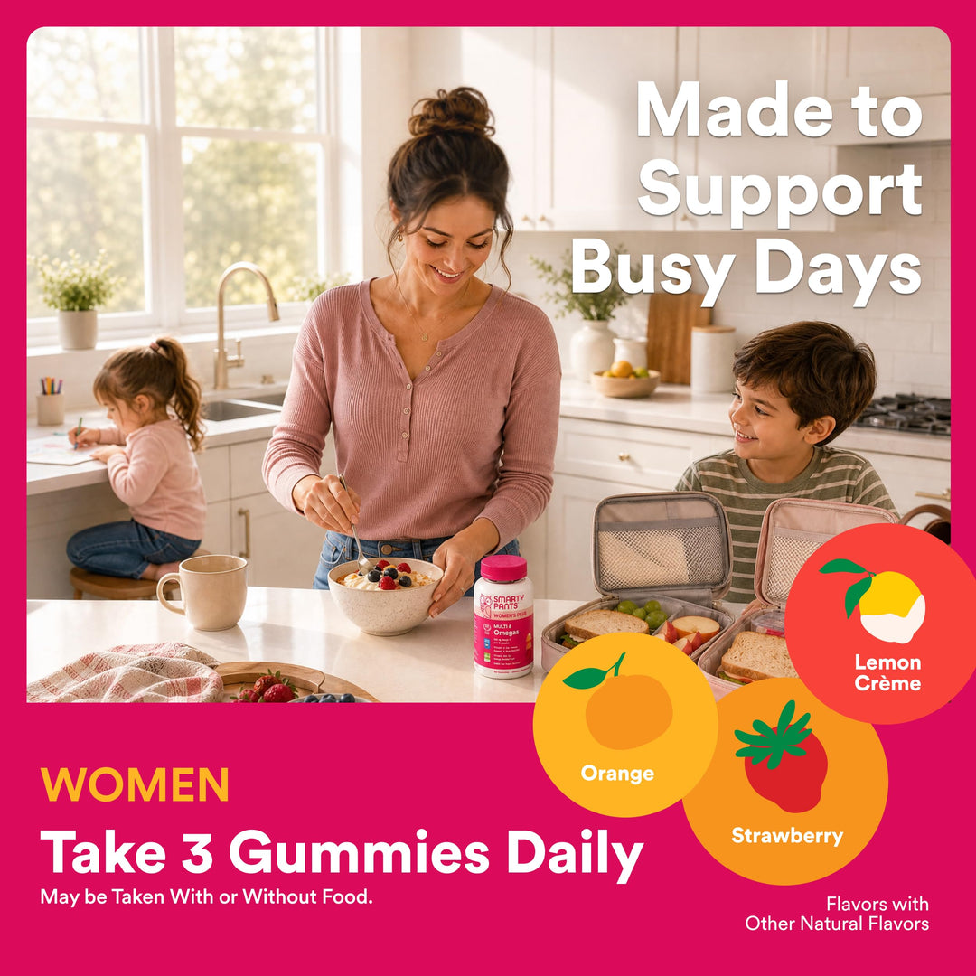 SmartyPants Women's Multivitamin Gummies, Three Fruit Flavors, 90 Count