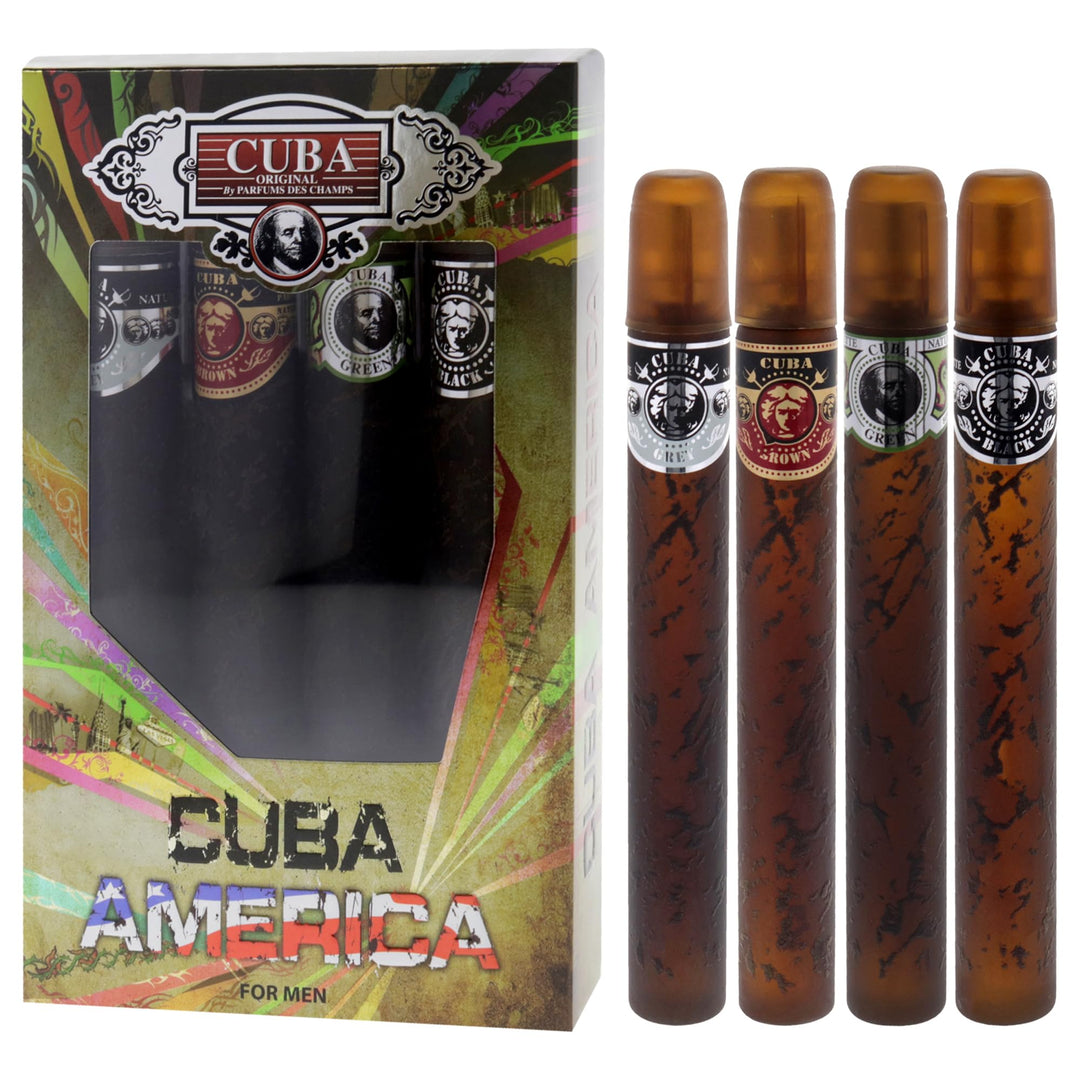 Cuba America 4-Piece Set, Black Brown Green Grey, 4 x 35 ml