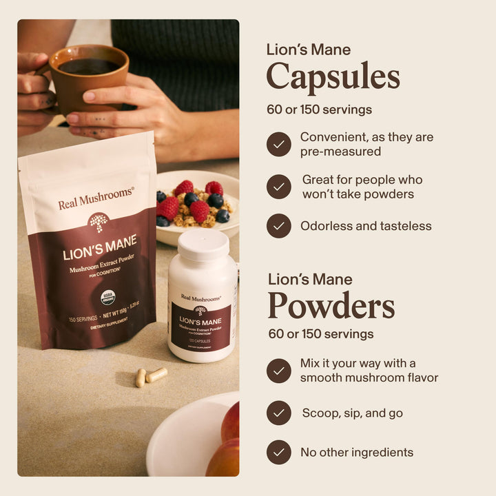 Visit the Real Mushrooms Store Lion's Mane Cognition Capsules, 120 Count