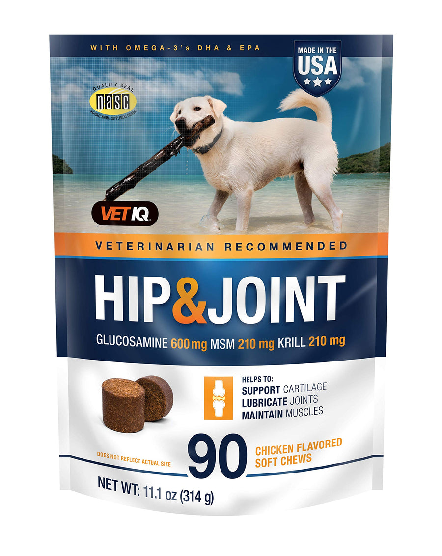 VetIQ Hip & Joint Dog Supplement, Chicken Flavour, 90 Count