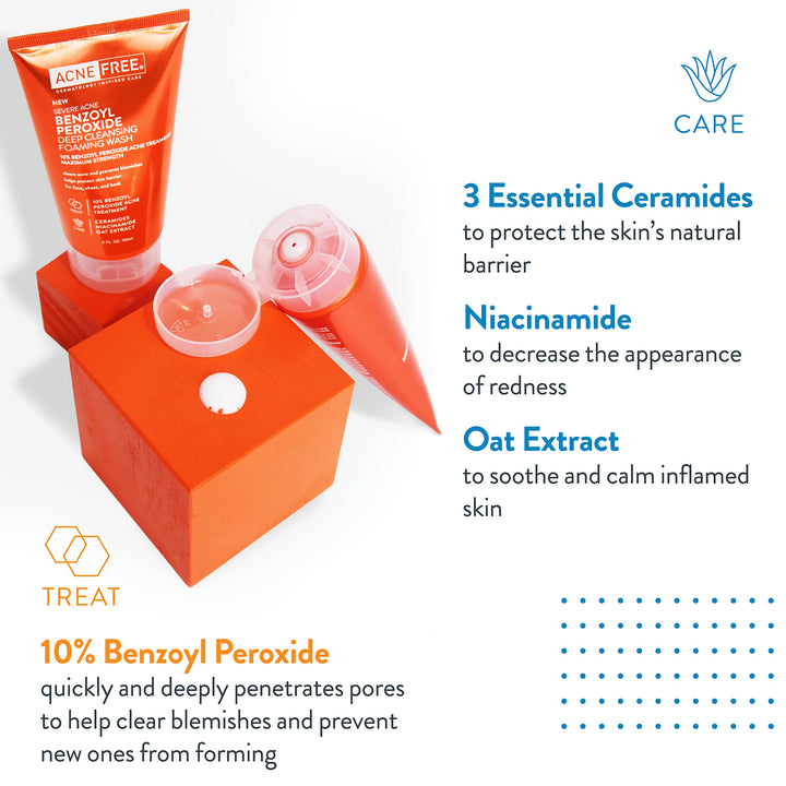 AcneFree Severe Acne Foaming Cleansing Wash, 10% Benzoyl Peroxide, 5 oz