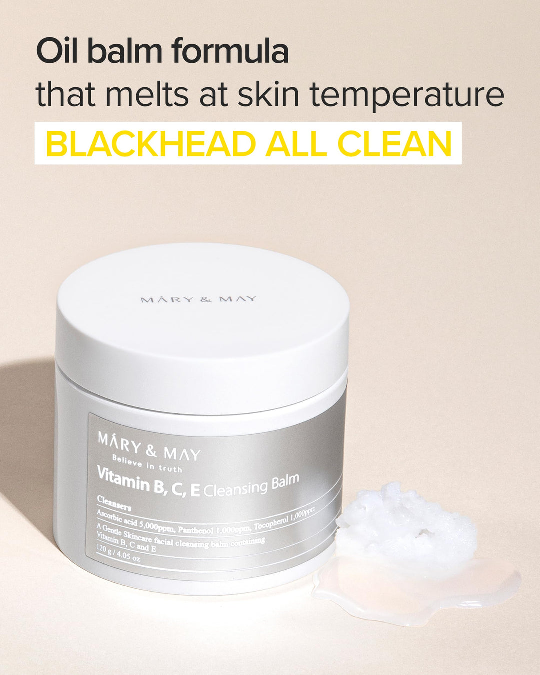 Mary&May Vitamin B C E Sherbet Cleansing Balm, 4.23 oz