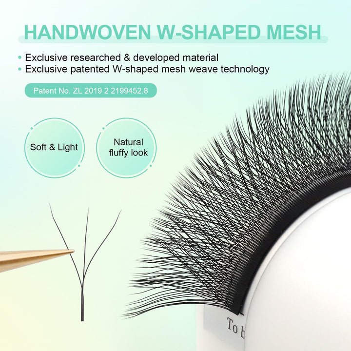 NAGARAKU 3D Lash W Premade Fans Volume Lash Extension, 0.07mm D Curl, 8-15mm Mix