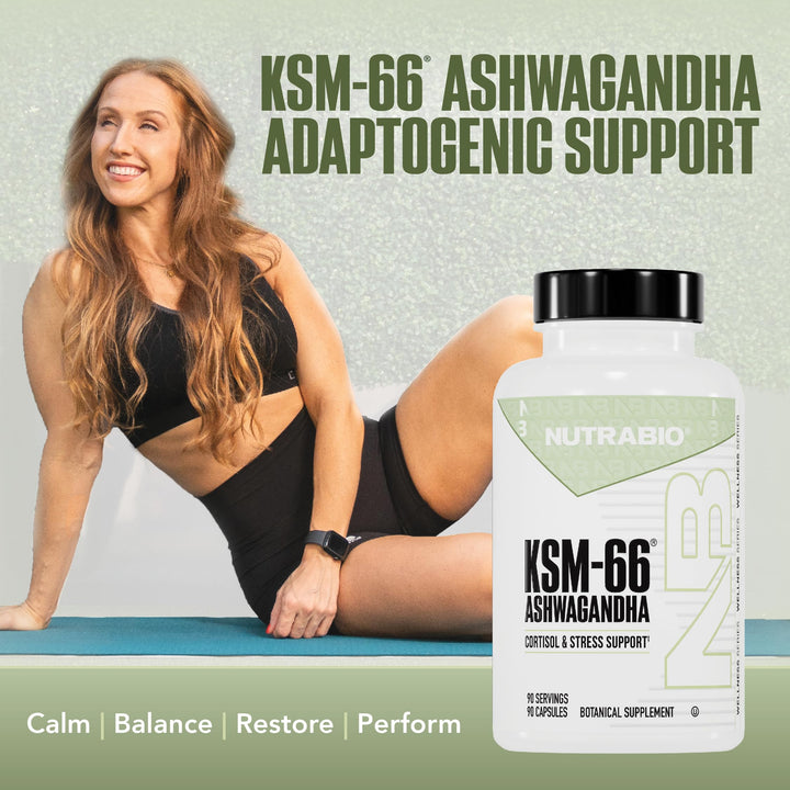 NutraBio Ashwagandha KSM-66, 600 mg, 90 Count