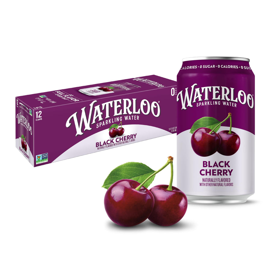Waterloo Sparkling Water Black Cherry, 12 Pack x 355 ml, 12 Count