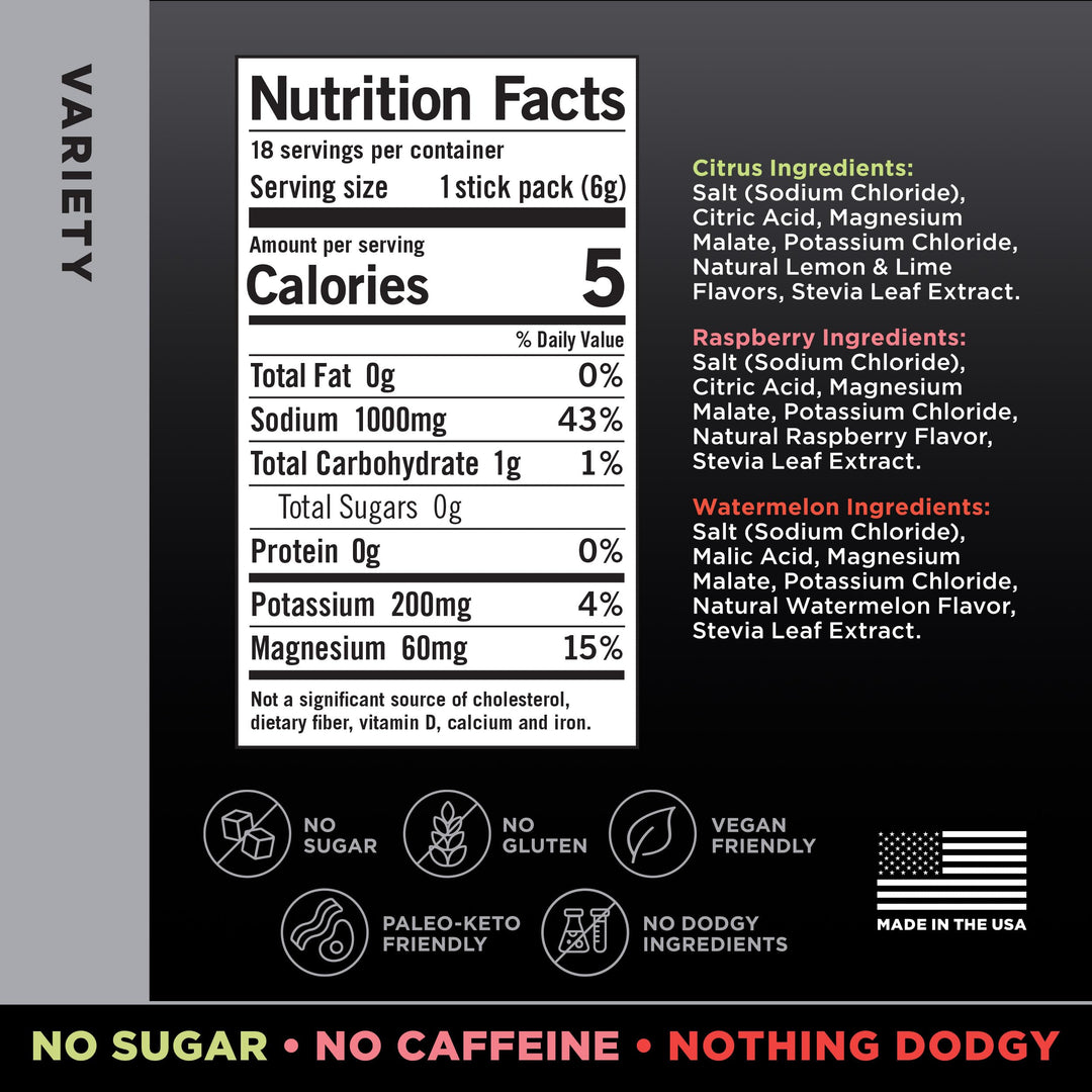 Drink LMNT Electrolytes Variety Pack, 18 Count