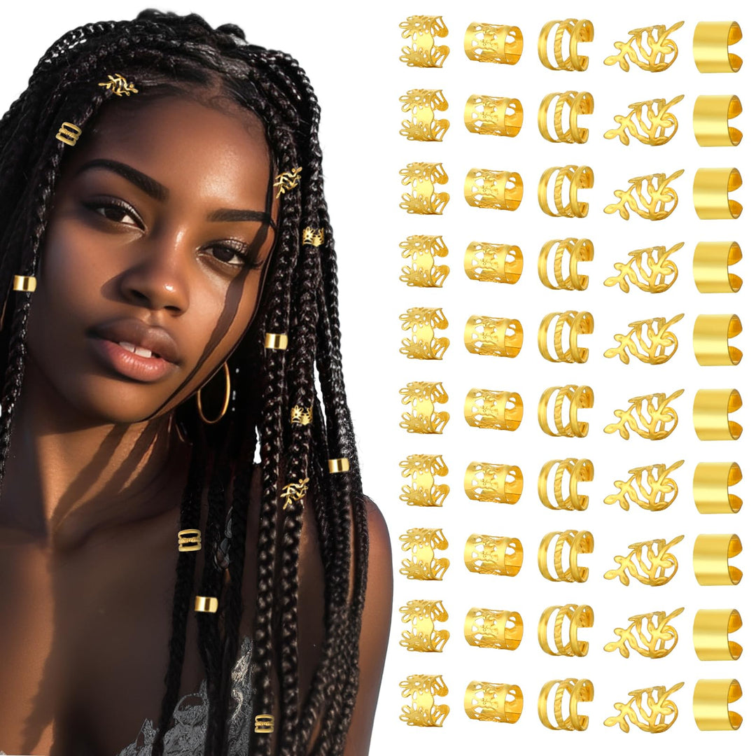 Prasacco Hair Jewelry, Gold, 50 Count