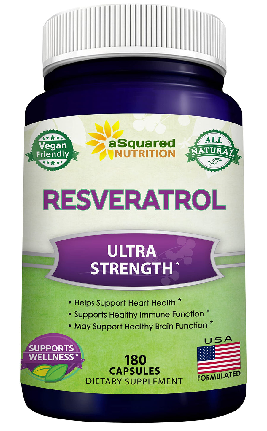 aSquared Nutrition Resveratrol Supplement, 1000 mg, 180 Count