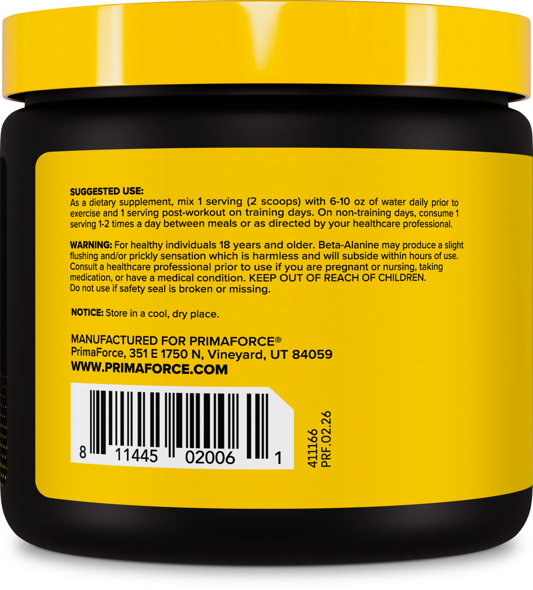 Primaforce Beta Alanine Powder, Unflavored, 200 g