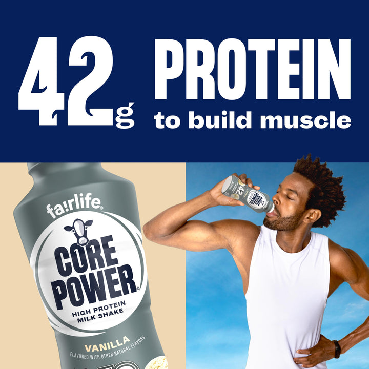 Core Power Elite High Protein Milk Shake, Vanilla, 14 fl oz, Pack of 12