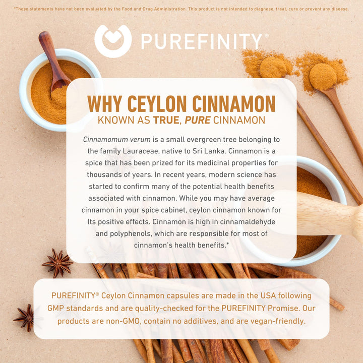 PUREFINITY Ceylon Cinnamon Capsules, 1500 mg, 150 Count