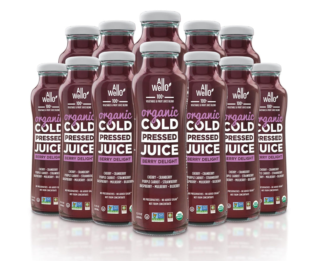 ALLWELLO Organic Berry Delight Juice, 12 Count
