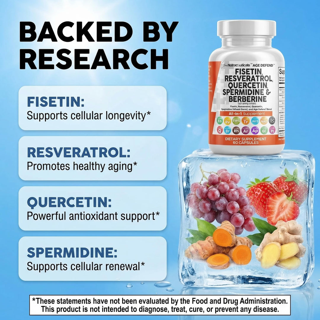 Clean Nutraceuticals Fisetin Quercetin Resveratrol Supplement, 2500 mg