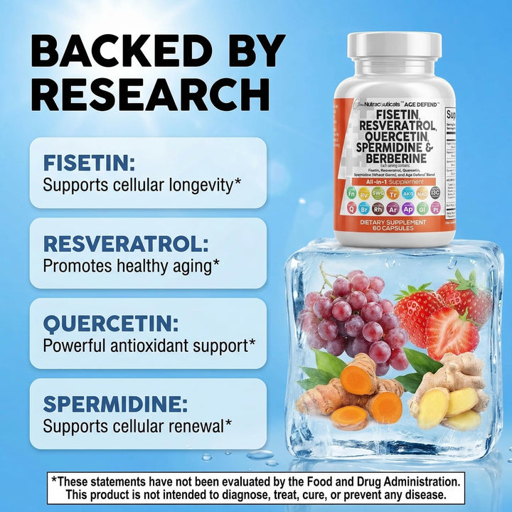 Clean Nutraceuticals Fisetin Quercetin Resveratrol Supplement, 2500 mg