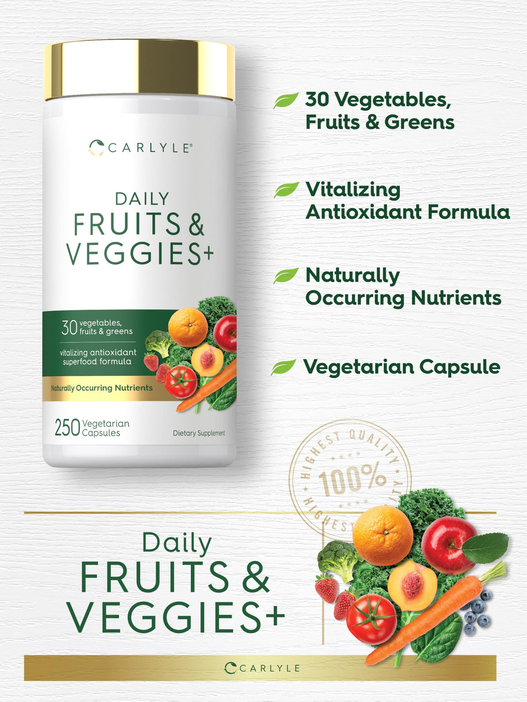 Carlyle Fruits and Veggies Supplement, 250 Count