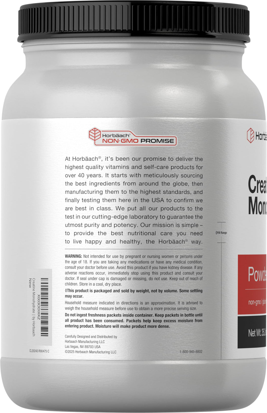 Horbäach Creatine Monohydrate Powder, Unflavored, 2.2 lb