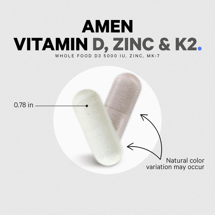Amen Vitamin D K2 and Zinc Supplement, 5000 IU, 60 Count