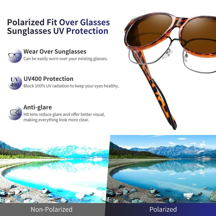 GEGURI Fit Over Glasses Sunglasses, Round, Oversized