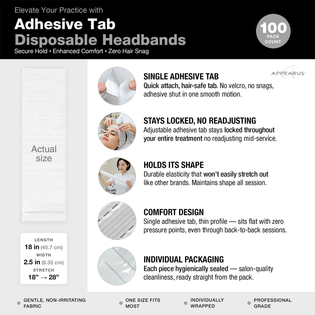 APPEARUS Disposable Spa Facial Headbands, 100 Count