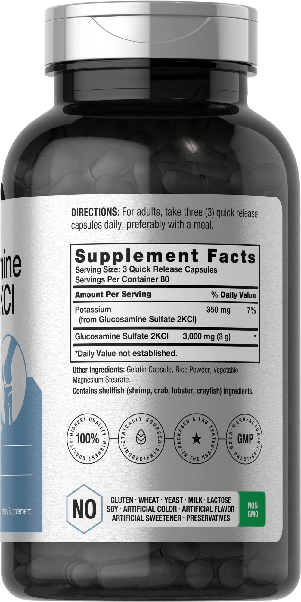 Horbäach Glucosamine Sulfate 2KCI, 3000 mg, 240 Count