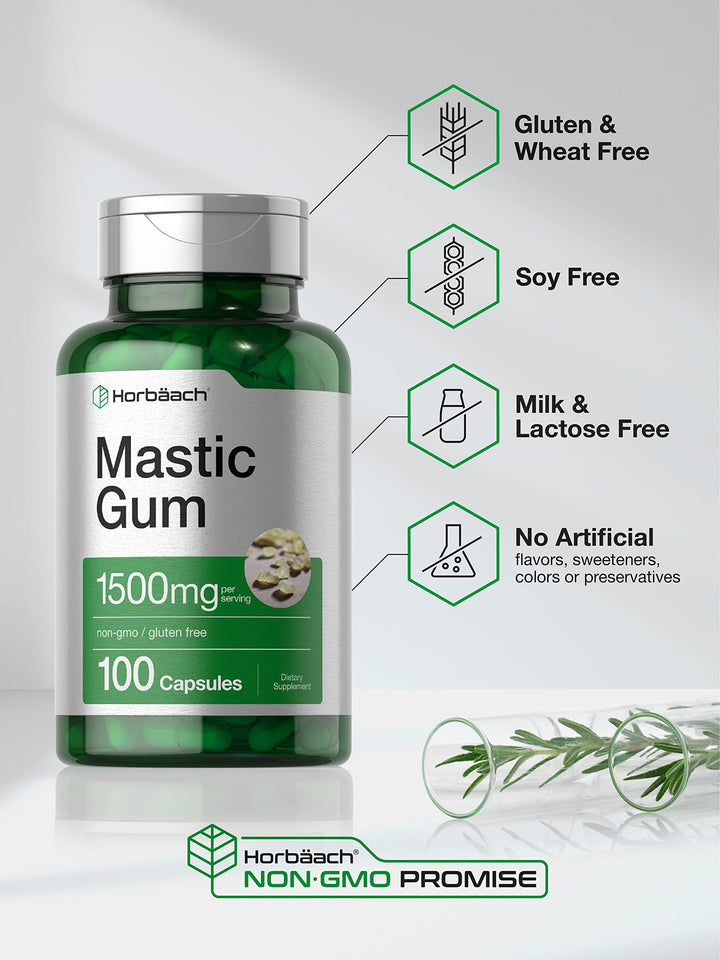 Horbäach Mastic Gum Capsules, 1500 mg, 100 Count