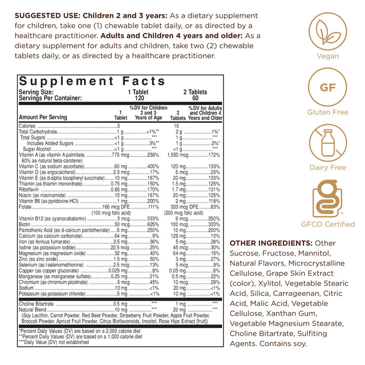 Solgar Kangavites Multivitamin & Mineral Chewable Tablets, Bouncin Berry, 120 Count