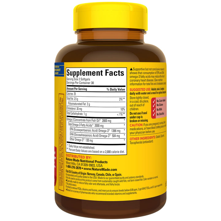Nature Made Extra Strength Omega 3 Fish Oil, 2800 mg, 60 Count