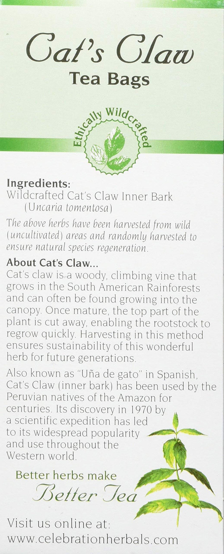 Celebration Herbals Cat's Claw Inner Bark, Herbal Tea, 24 Count
