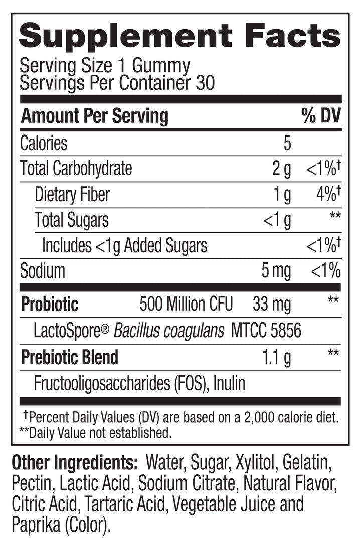 OLLY Probiotic + Prebiotic Gummy, Peachy Peach, 30 Count
