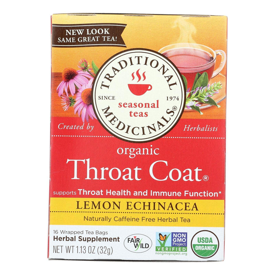 Traditional Medicinals Organic Throat Coat Lemon Echinacea Herbal Tea, Lemon Echinacea, 96 Count