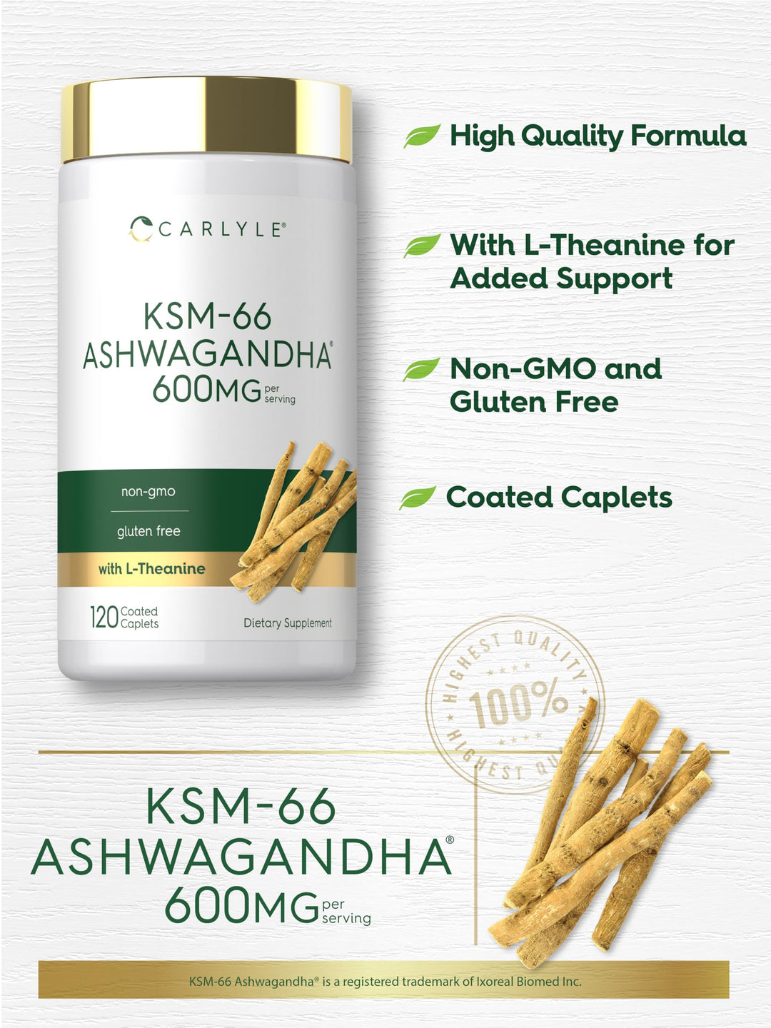 Carlyle Ashwagandha 600 mg, 120 Count