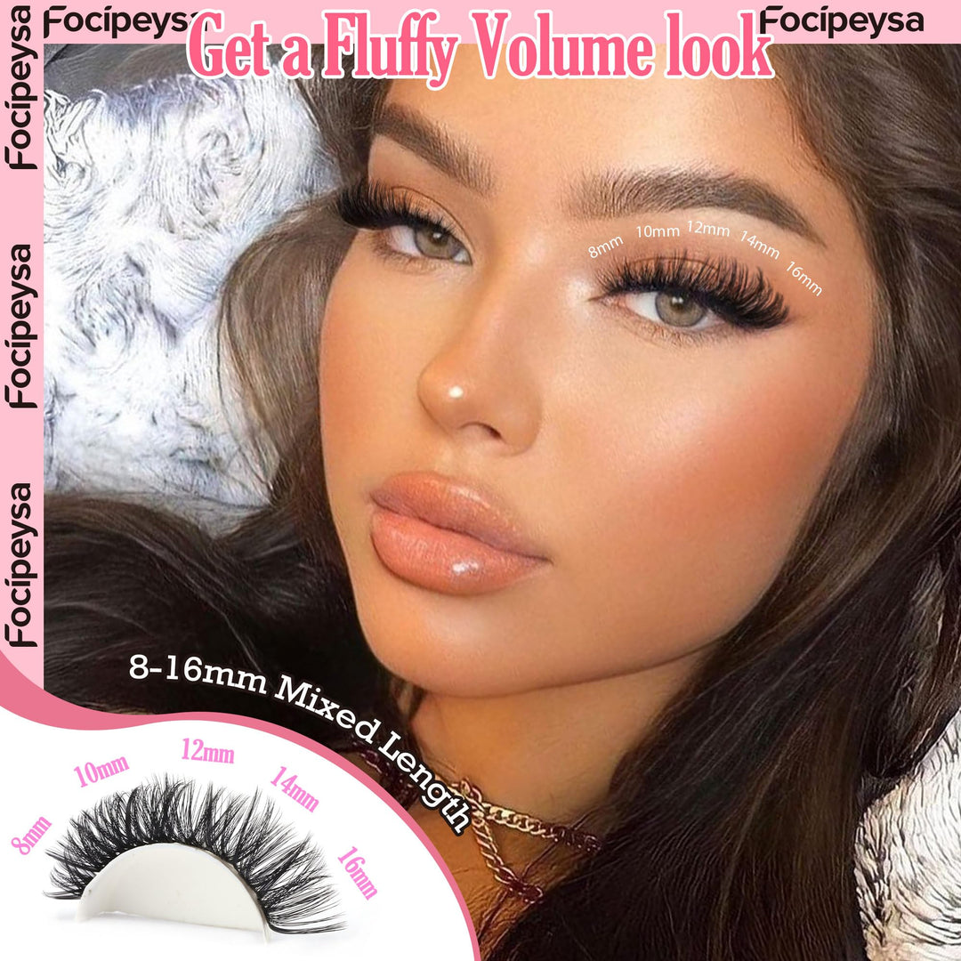 Focipeysa Fluffy Lash Extension Mink Thick Cluster Eyelash Extensions, 10-18mm, 300 Count