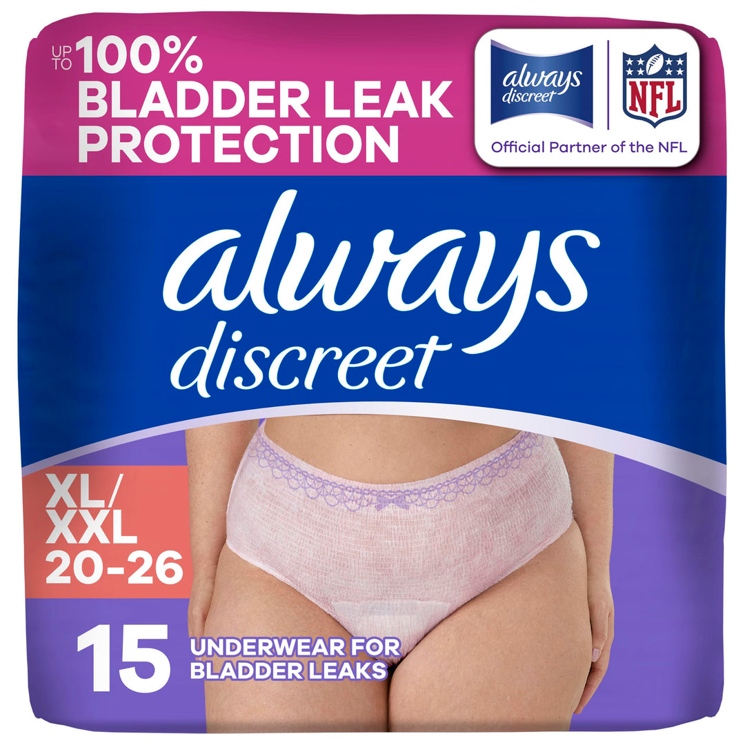 Always Discreet Incontinence Underwear, Maximum Absorbency, Extra Large, 15 Count