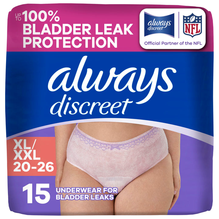 Always Discreet Incontinence Underwear, Maximum Absorbency, Extra Large, 15 Count