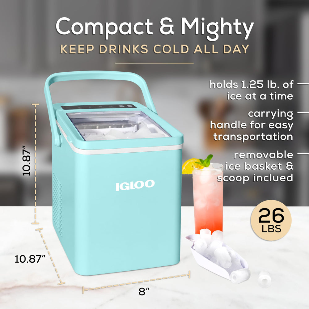 Igloo Portable Electric Countertop Ice Maker, 26 lb, 9 Count