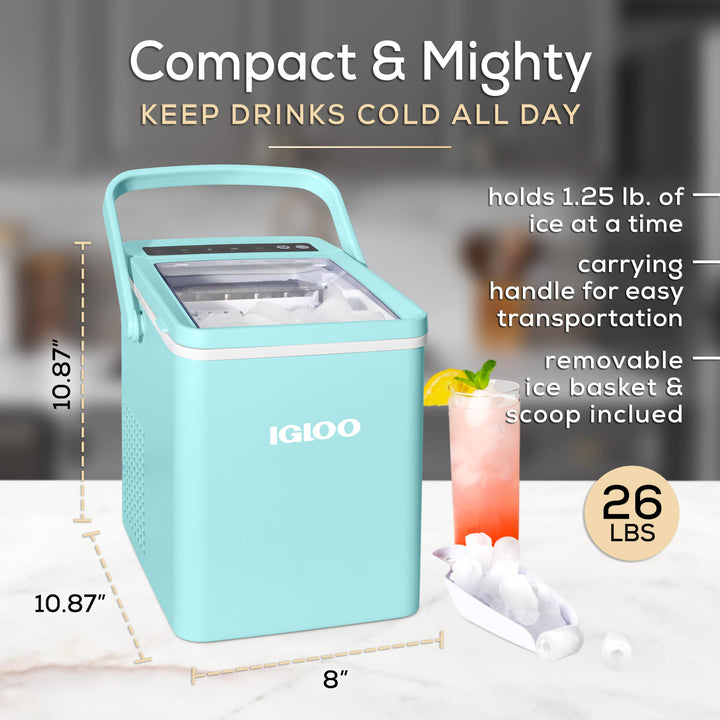 Igloo Portable Electric Countertop Ice Maker, 26 lb, 9 Count
