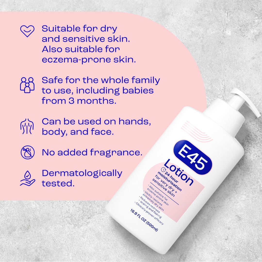 E45 Dermatological Moisturising Body Lotion, 500 ml