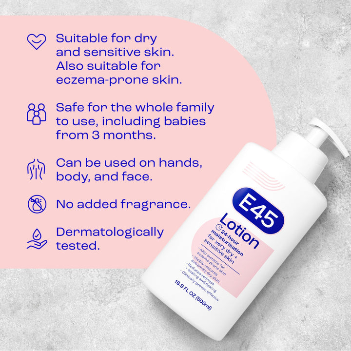 E45 Dermatological Moisturising Body Lotion, 500 ml