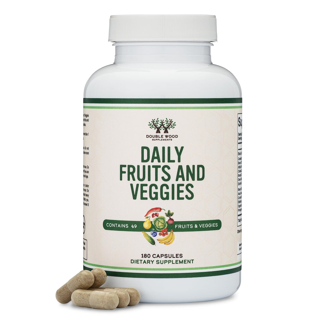 Double Wood Supplements Fruits & Veggies Capsules, 180 Count