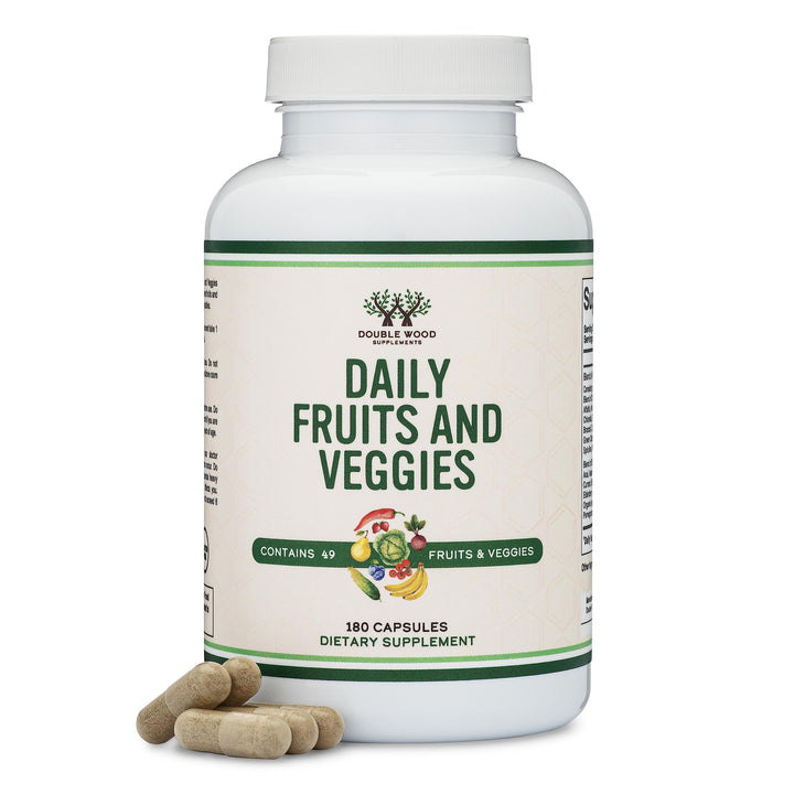 Double Wood Supplements Fruits & Veggies Capsules, 180 Count