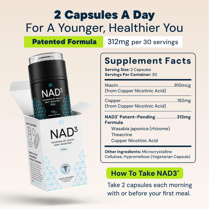 HPN NAD3 NAD+ Booster Capsules, 60 Count