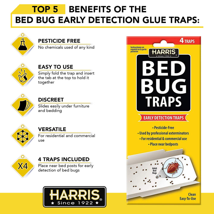 HARRIS Bed Bug Traps, 4 Count, Pack of 4